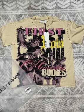 First Row Beige Graphic 'Heavenly Bodies' Tee